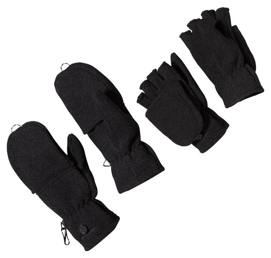 Patagonia Better Sweater Fingerless Mitten Gloves, L Black